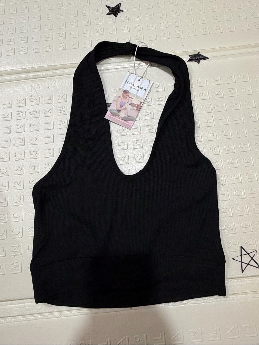 HALARA Black Ribbed Halter Sports Bra